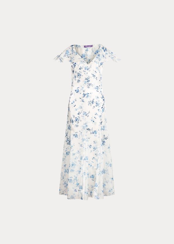 Vestidos Ralph Lauren Mujer Azules / Blancos - Kegan Floral Evening - YCINV6342